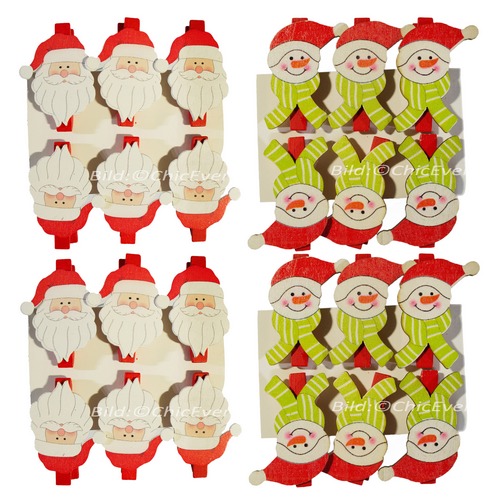 24 Klammern Holz Schneemänner Nikolaus Christbaumschmuck Weihnachten Weihnachtsbaum Deko - zum Schließen ins Bild klicken